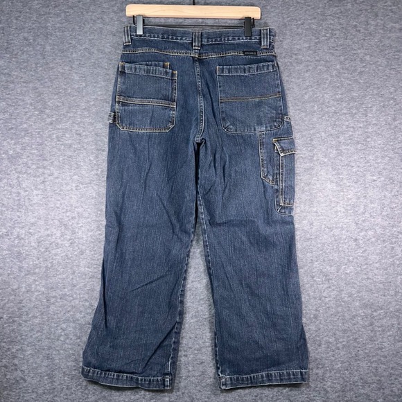 WRG Jeans Co Boys Size 16 Blue Denim Cargo Carpenter Pants Wide Leg - Picture 2 of 8